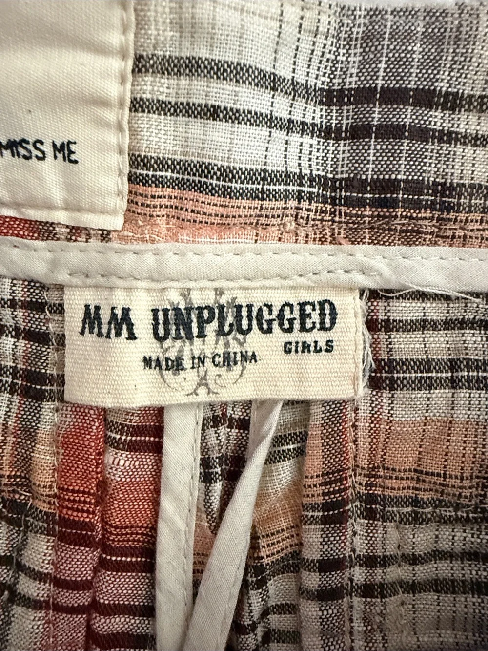 Miss Me Plaid Cotton-Blend Shorts in Beige, Red and Black